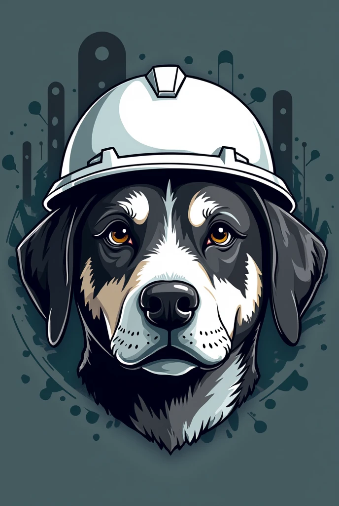 Face Dog hydrocarbon white safety helmet illustrator logo