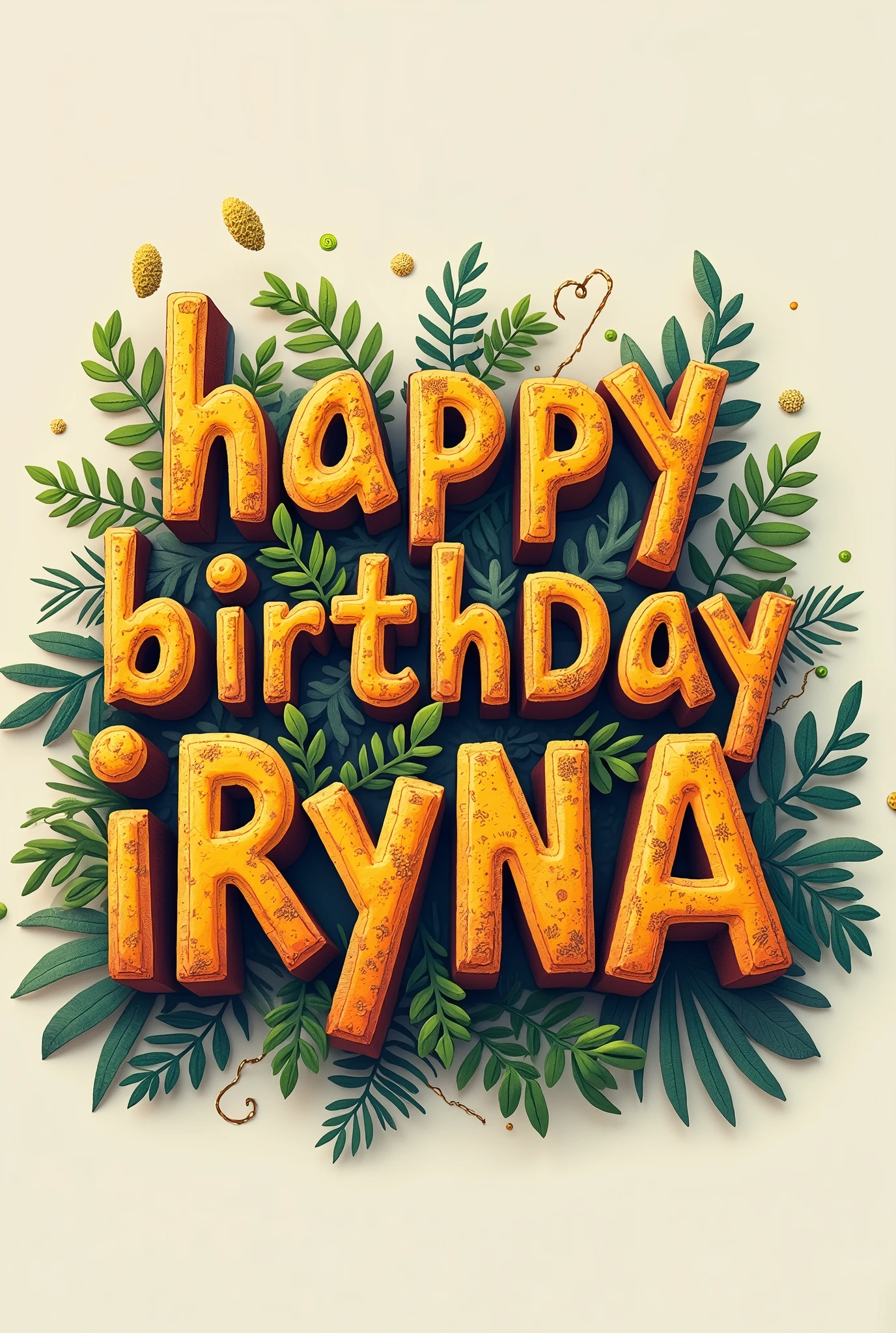 in dinosaur type font write "happy birthday Iryna"