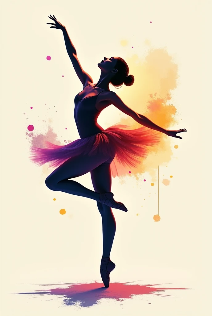 Create a colorful and minimalist ballerina silhouette