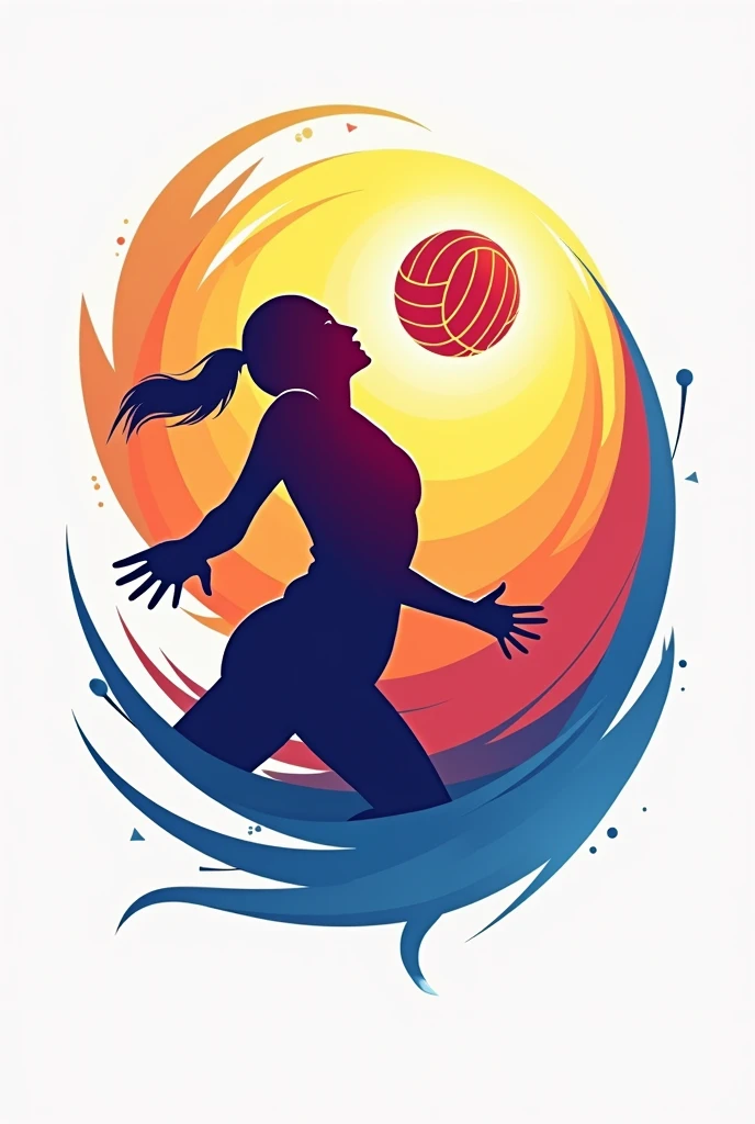 Volleyball and Nepali flag gradient colour logo