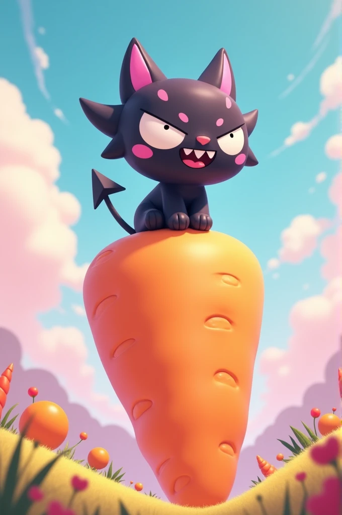 Kuromi on top of a carrot animation