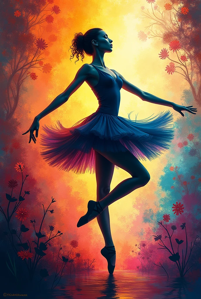 Create a colorful and creative ballerina silhouette 
