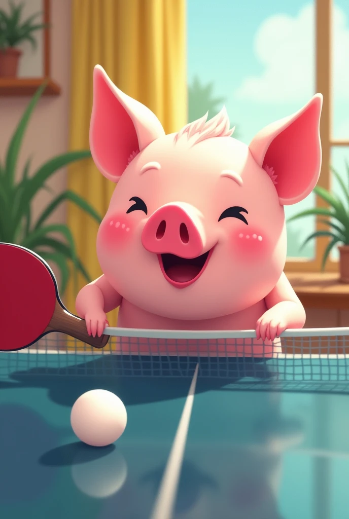 Piggy playing ping pong
