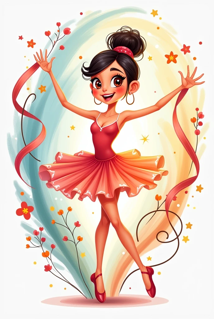 Create a colorful and creative cartoon ballerina logo 
