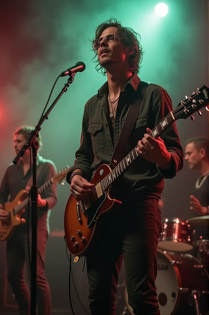 Create a 2000s-style rock band character that’s both understated and captivating