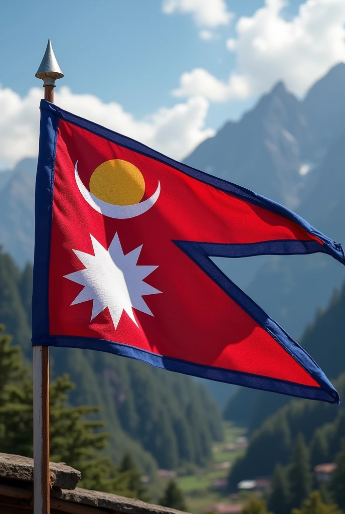 Nepali flag with volleyball colour logo