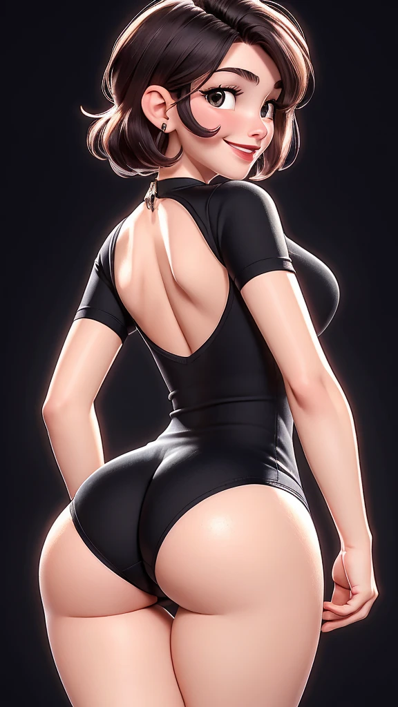natalie portman, (best qualityer:1.4),(first Ablaze), body focus, (cute face), work of art, ultrarealistic, (((best qualityer))), ((comely Finger)), , comely body, Gorgeous character design, ,lighting perfeita, colorfully, Ablaze_front_face_lighting, ultra high resolution, high resolution, absurderes:1.2, bokeh:1.2, Lens flare, (Vibrant_colour:1.2), (comely, medium breasts:1.2), (thick-thighs:1.1), thick,
Animated female character, curvy body, full body, sideways, Pale skin, Round face, kind smile, tthin eyebrows, ((wearing very tight lycra short shorts and black top)),((wearing ultra tight shorts)), ((lace lingerie)), fitted shorts, silver necklace with pendant, wrinkles, Red lips, long hair, big ass view, ((show your ass)), ((view from the back)), shot from behind, keep the same proportions, showing thighs, full body