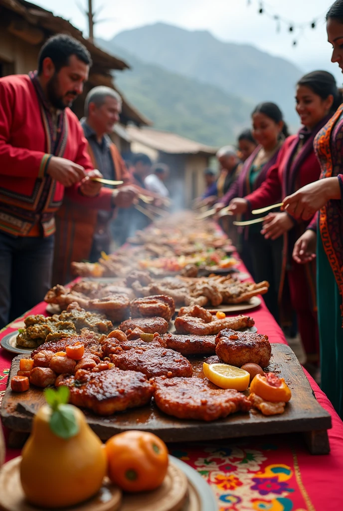 a decorated event with an Andean atmosphere, served with good meats with the Peruvian Andean culture