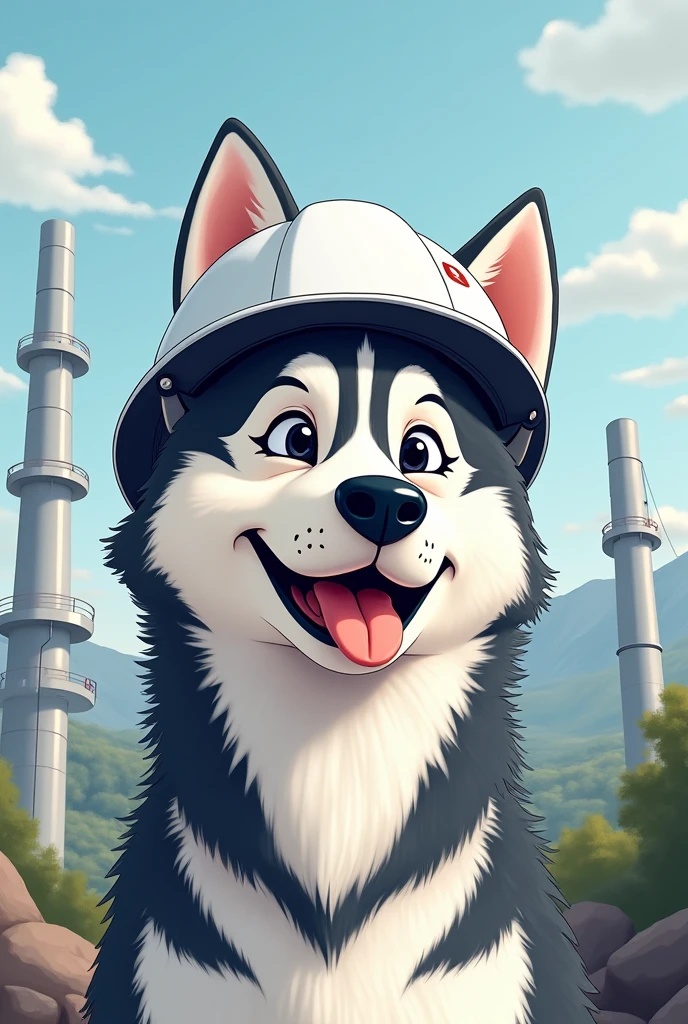 Face husky hydrocarbon white safety helmet illustrator logo enviroment