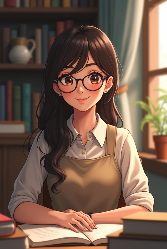 a girl with glasses