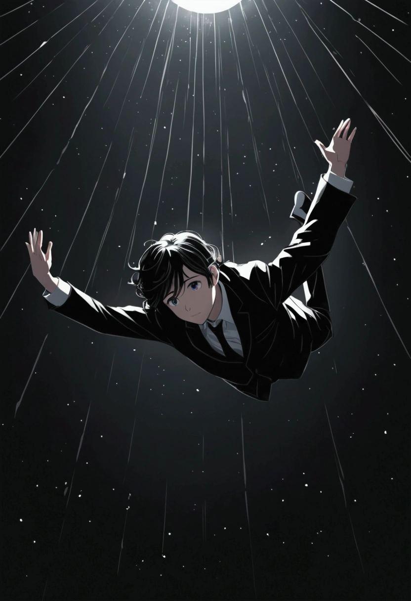 young,falling,in a dark place