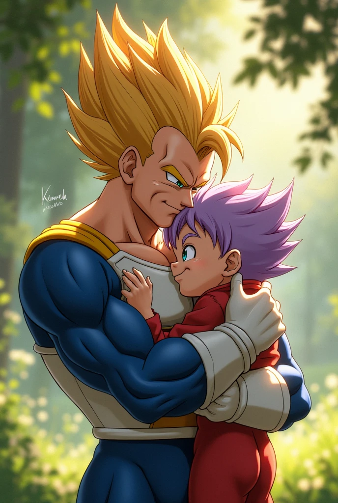 Vegeta abraçando o trunks