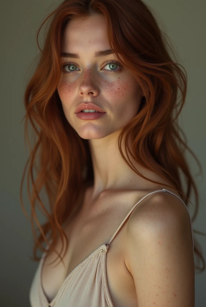 Naked freckled woman