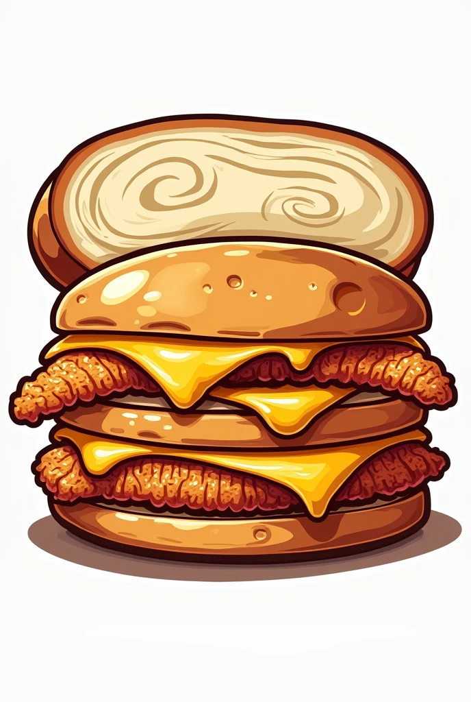 Make a triple peach chicken and cheese logo, with the bread that is sliced and that is half-baked