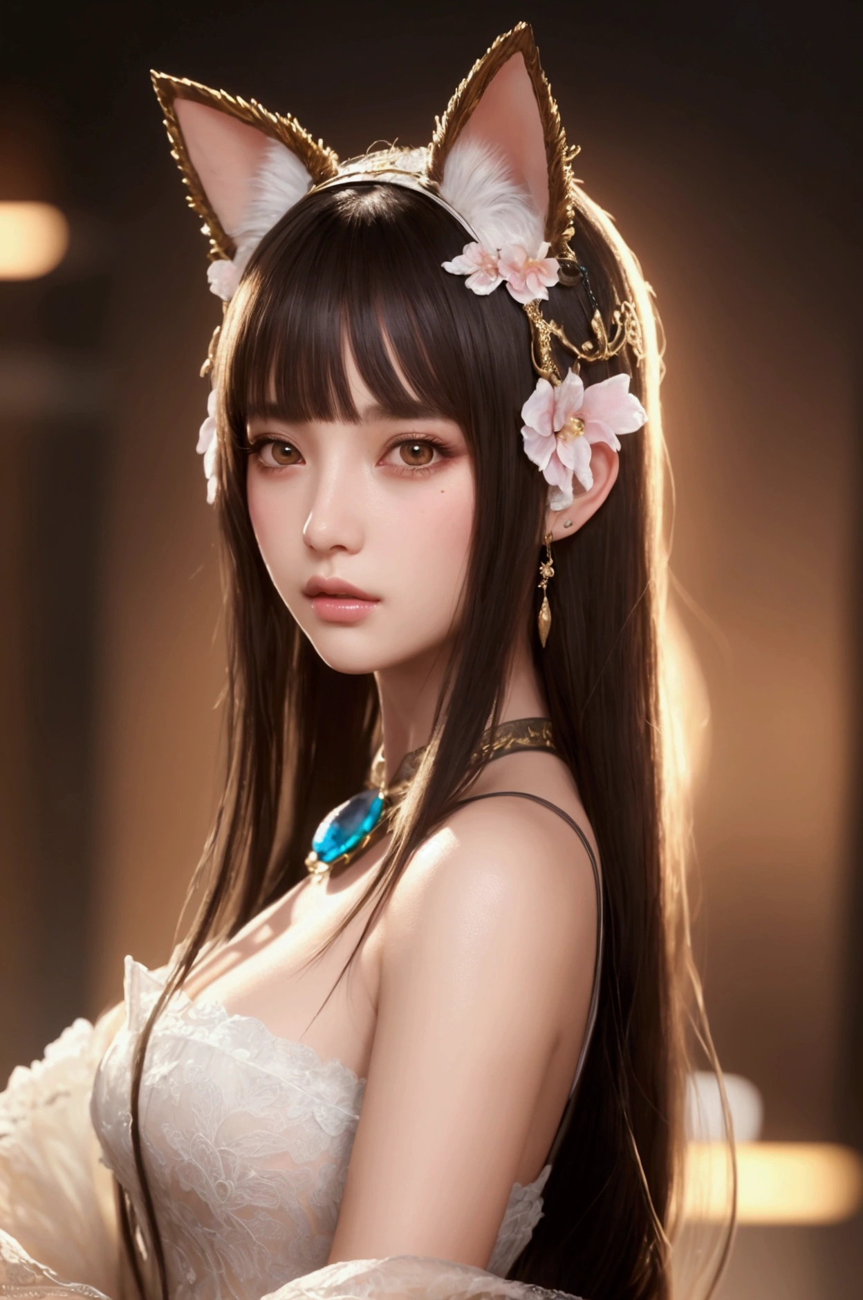 original, intricate-detail, illustration, work of art, Extremely detailed CG 8k unity wallpaper, destacados, sharpen, dynamic, bokeh, , a beautiful girl with animal_ears and hair_ornament