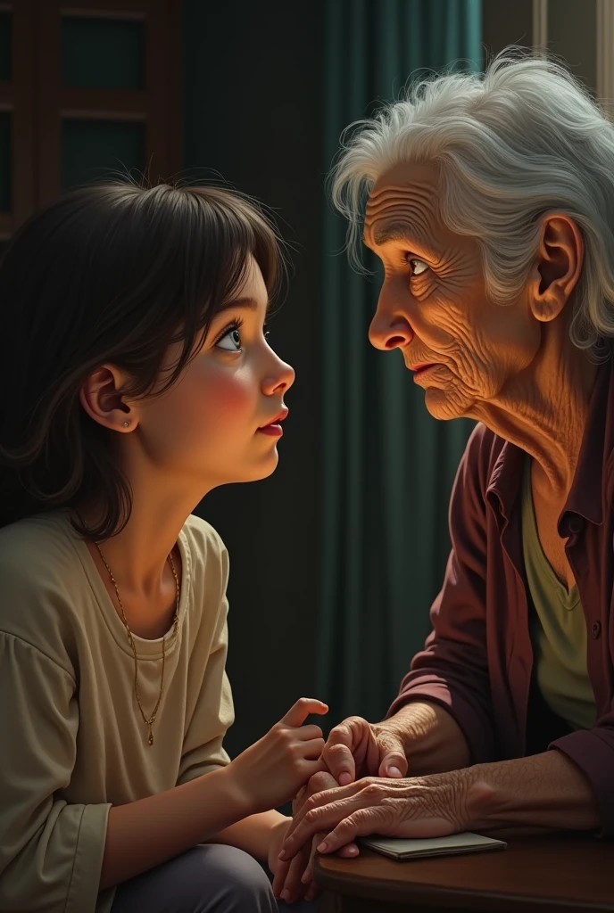 a girl was mesmerized hearing her old mother tell her about her husband's greatness. a teenageelt that her old mother's love for her old father was so great that she admired him so much.