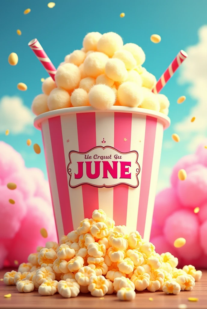 June festival poster saying "popcorn and cotton candy "