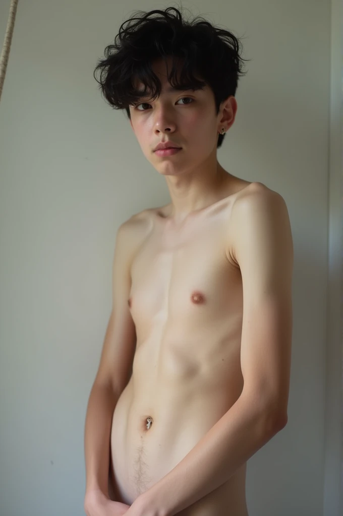 A completely naked ager with his small penis visible. I want the teen to be posing and for his body to be slightly toned and for his penis to have a little hair and for his skin color to be white and his hair to be black.