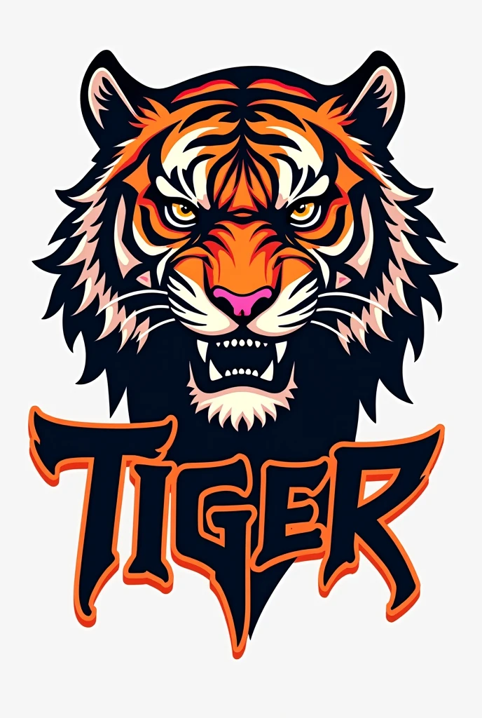 Youthful brand logo featuring a tiger with gothic font/punk