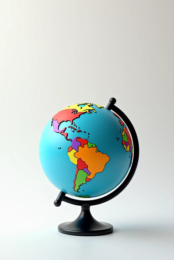 Create an animated globe where each country is a different color and the base is small and black and the white background shows Mexico and is more colorful