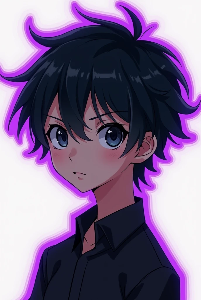 Anime boy black with purple outline