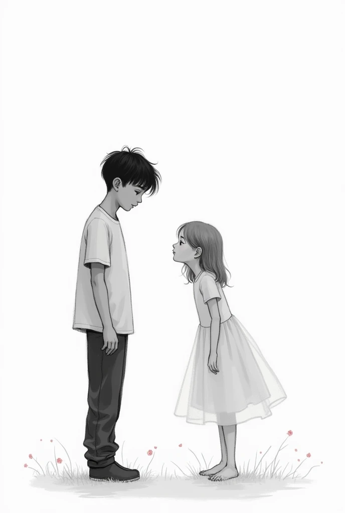 One boy 18 years, just the  girl ghost together young 16 years, all white just line black 