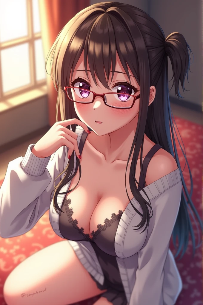 Anime girl with glasses sex