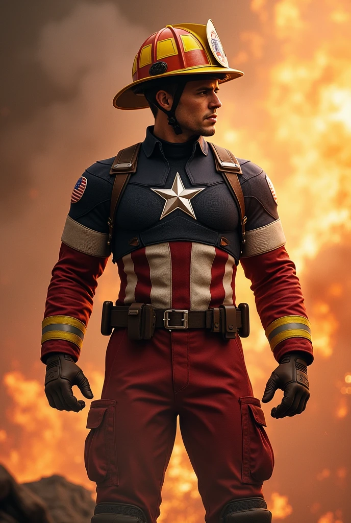 Captain America in fireman suit