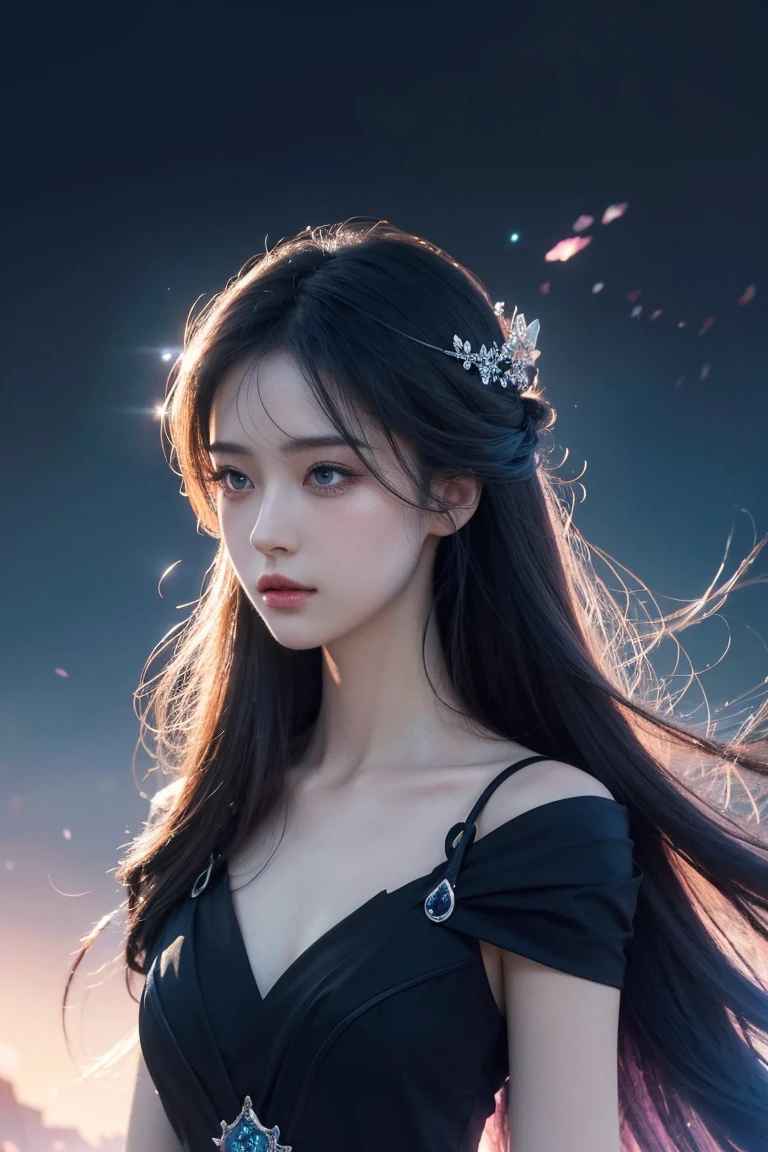 Mysterious Dark Princess,perfectly structured, (aquarelle), Digital illustration, style of anime, The content is very detailed, Volumetriclighting,， pastelcolor, dynamic combination, The image is clear and sharp, (Exquisite, sublimation:1.2), Indescribably beautiful,