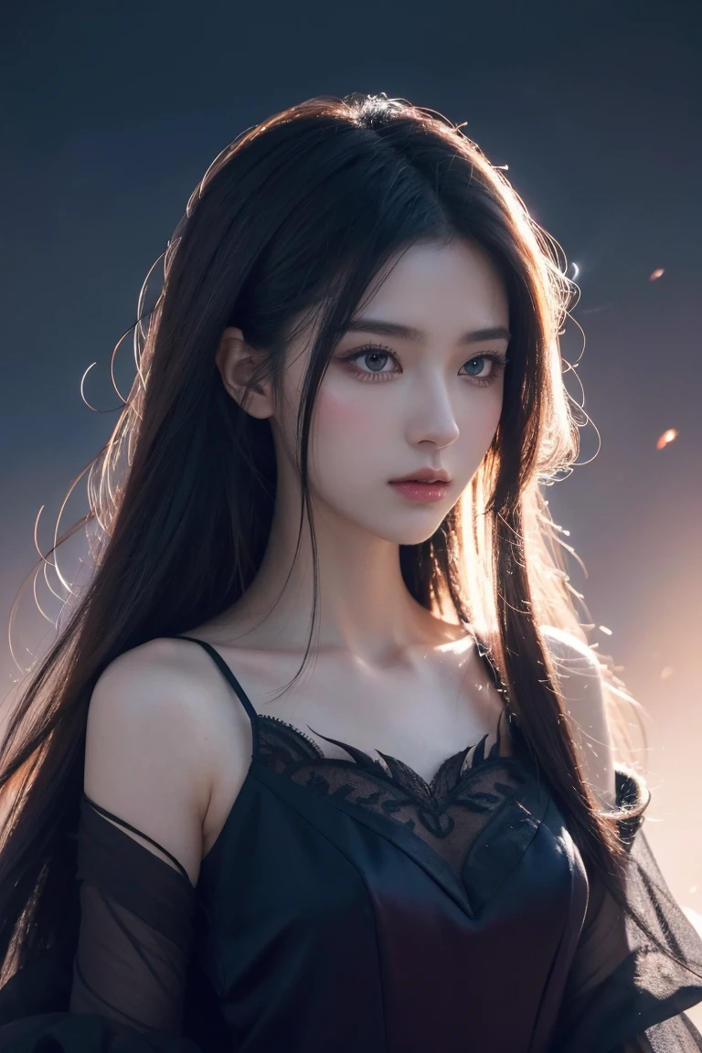 Mysterious Dark Princess,perfectly structured, (aquarelle), Digital illustration, style of anime, The content is very detailed, Volumetriclighting,， pastelcolor, dynamic combination, The image is clear and sharp, (Exquisite, sublimation:1.2), Indescribably beautiful,