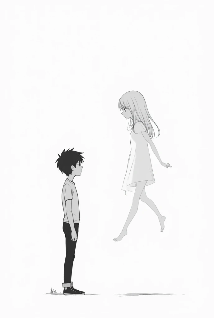 One boy 18 years, just the girl ghost together young 16 years, all white just line black