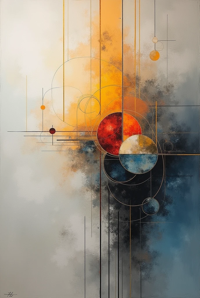 Create an abstract canvas painting style image that reflects the innovation in modern and classical art, includes elements of beauty and symbolism, as classical or traditional world art.