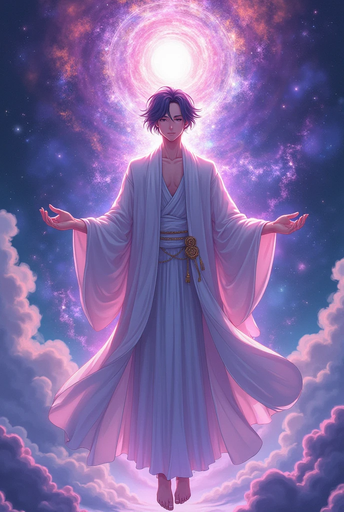 An anime man spiritual being from the purple universe