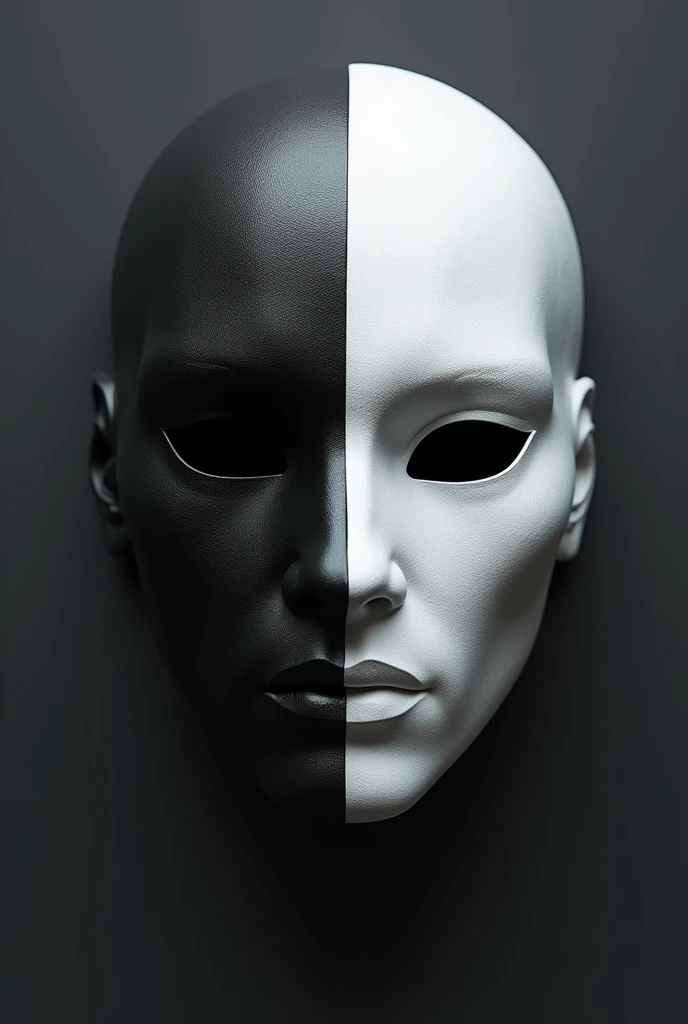 Create a normal storm mask that is black on the right side and white on the left side. There should be no face,Mouth and nose must be visible 