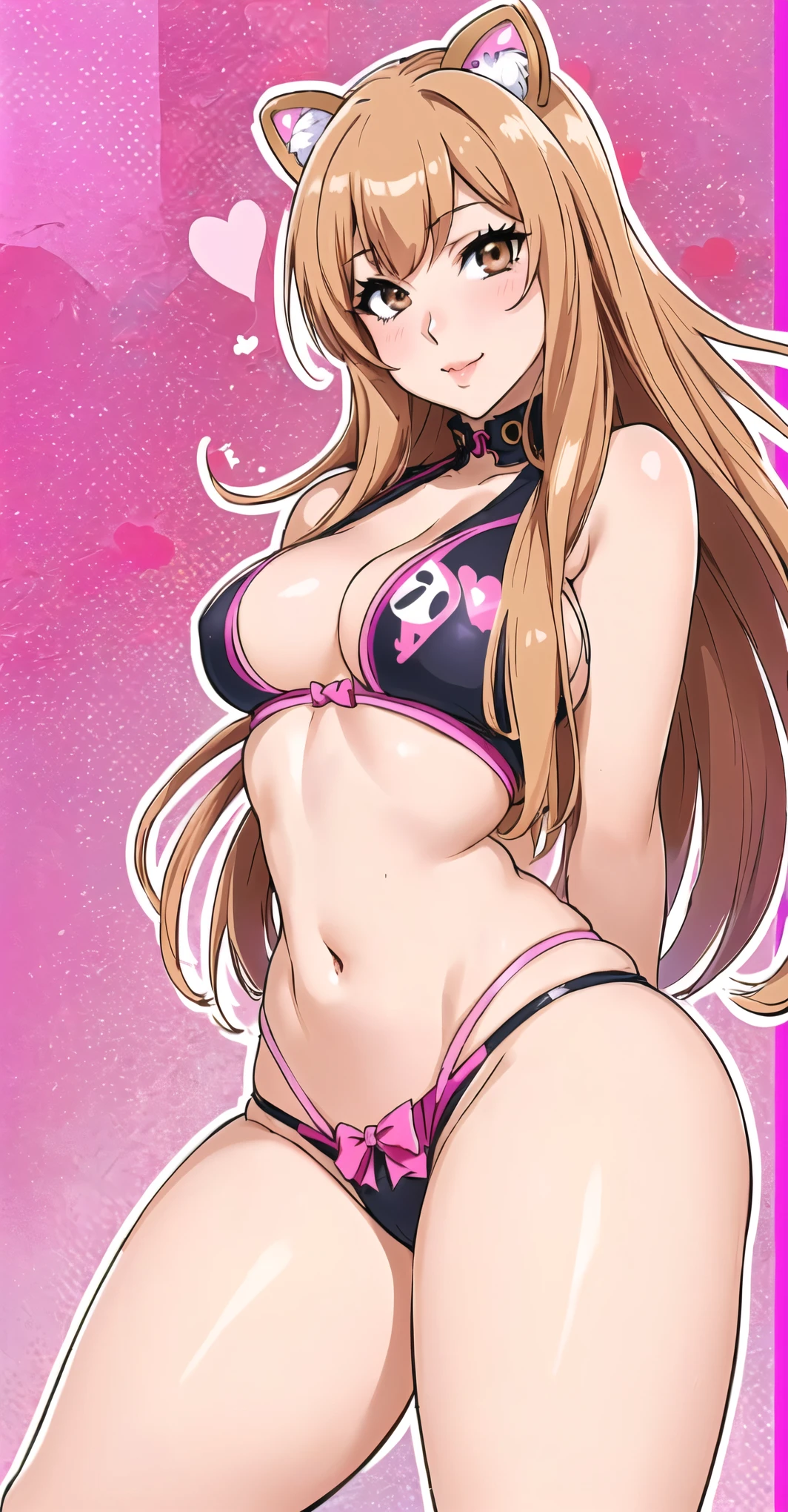 anime girl in a bikini with a cat ears and a tail, oppai, seductive anime girl, beautiful alluring anime , biomechanical oppai, marin kitagawa fanart, juri misaki, ecchi anime style, kda, swimsuit, junko enoshima, beautiful alluring anime woman, oppai proportions, anya from spy x family