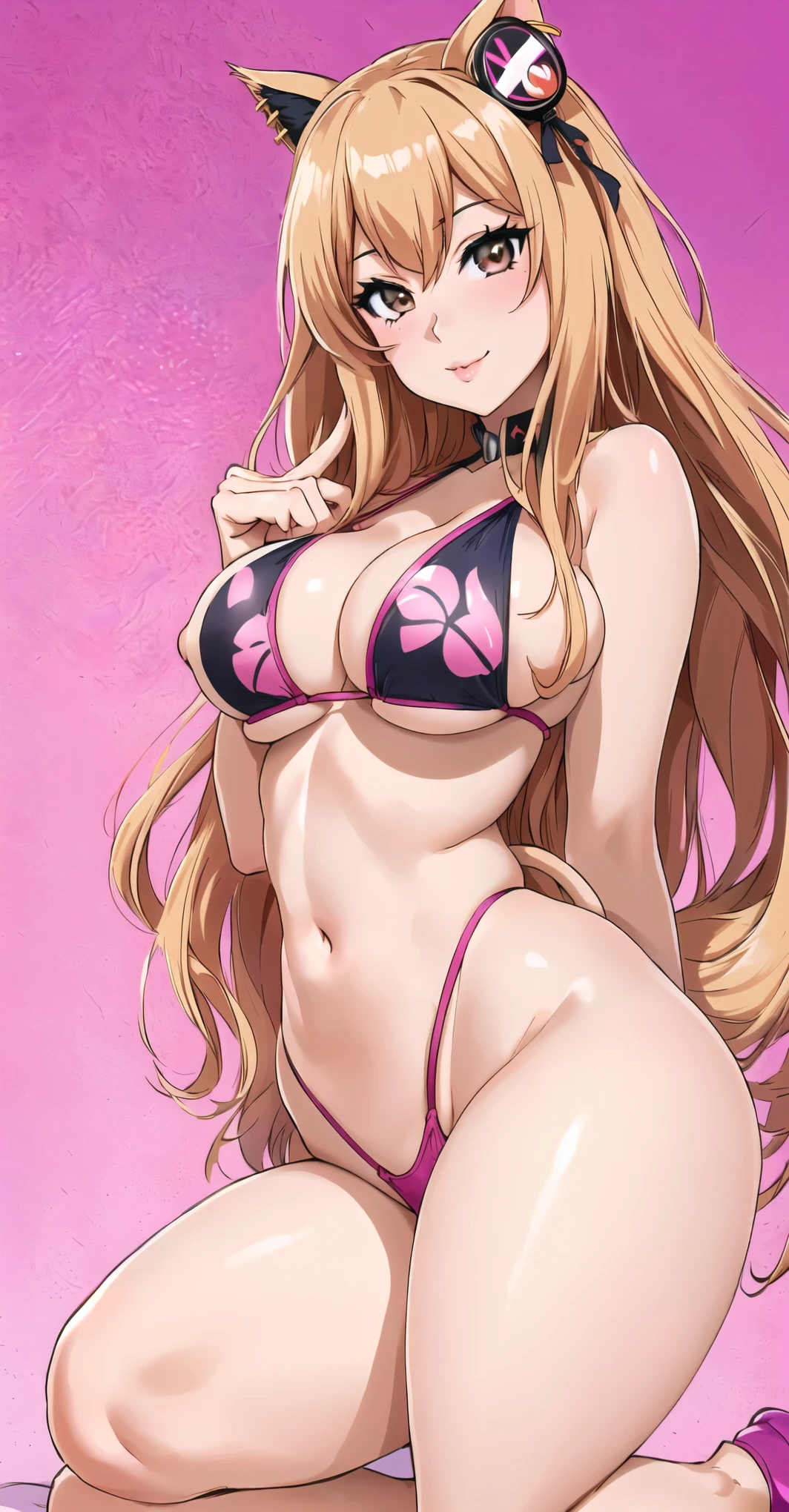 anime girl in a bikini with a cat ears and a tail, oppai, seductive anime girl, beautiful alluring anime , biomechanical oppai, marin kitagawa fanart, juri misaki, ecchi anime style, kda, swimsuit, junko enoshima, beautiful alluring anime woman, oppai proportions, anya from spy x family