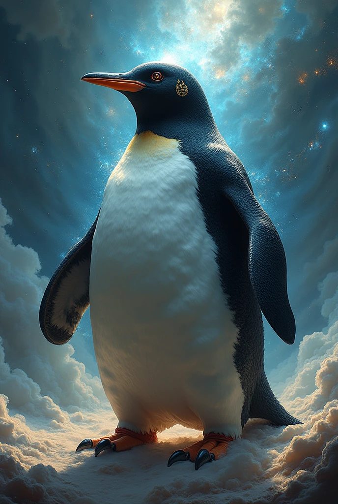Make me the Linux Tux Penguin but as if he were a god 