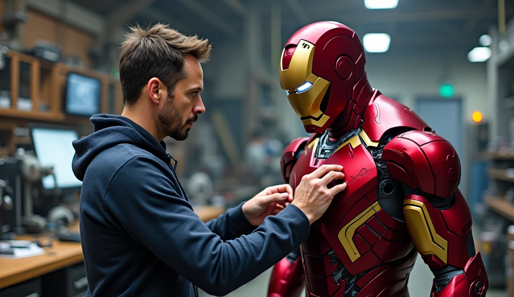 Scene 33: Final Upgrade
Tony Stark makes the final adjustments to his suit, ensuring it’s ready for anything.