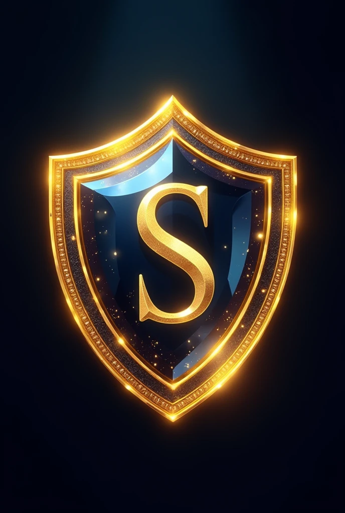 A logo that has the shape of a crystal shield and that within it has the D as the first initial and the S as the second initial, this logo shield that has gold frames as luxurious and modern as possible.