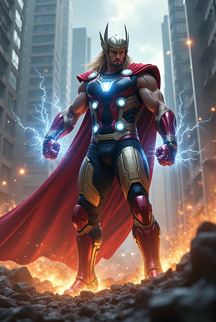 Thor and Iron Man mixture who was fighting with enemy 
