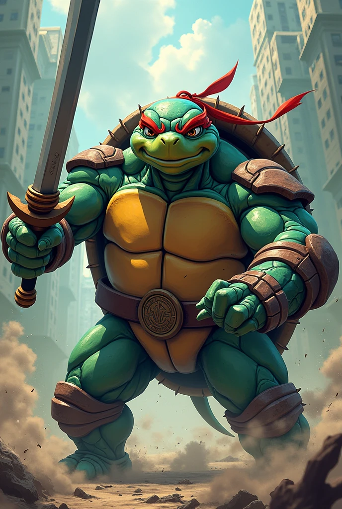 An anime turtle with two swords
