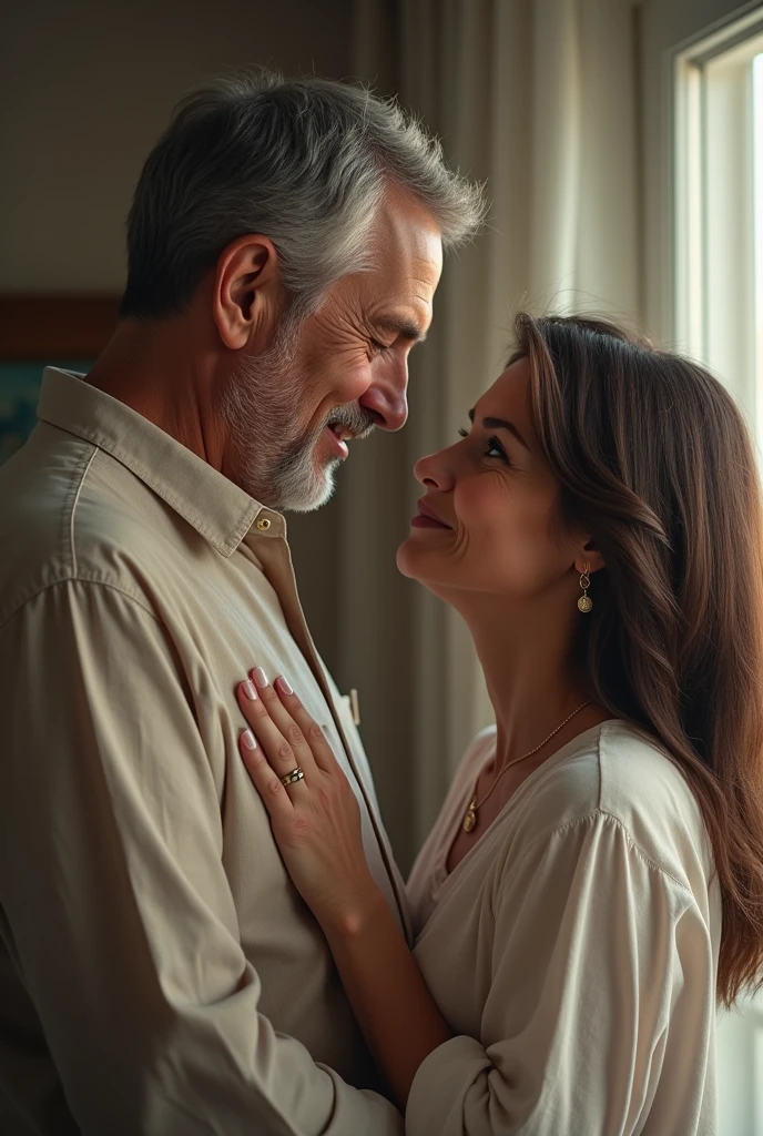 image of a 40-year-old mother looking at a 44-year-old father