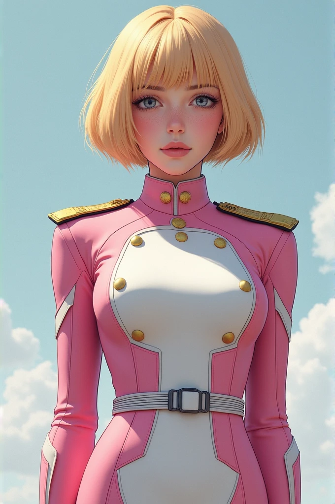 1 Beautiful Girl, Sayla Mass, Blonde Bob Cut, (Earth Federation Army Uniform:1.4), 8 heads, Golden Ratio, (The uniform is pink and white:1.7), Sayla Mass=, (blush), masterpiece, highest quality, High resolution, (40 year old mafia man, penis:1.2), Perfect limbs, (((penis enters vagina))), behind, Spread your legs, Beautiful depiction of the vagina, ((Binding, Rotate your arms behind your back:1.4)), ((Restrained by rope))