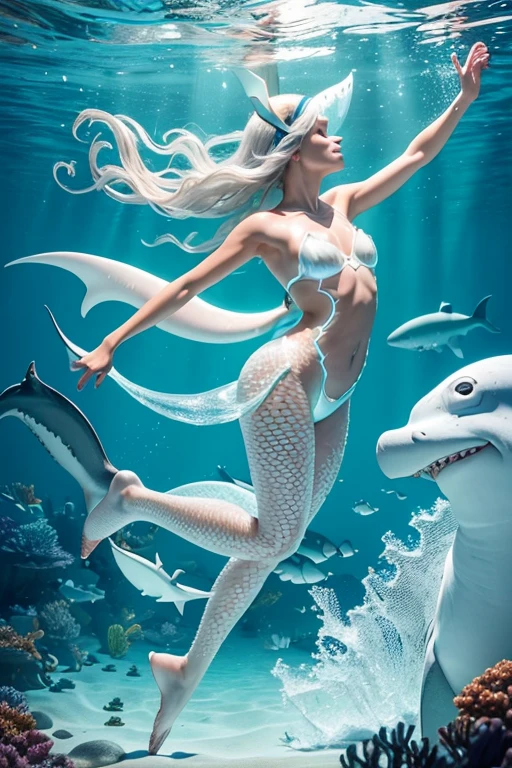 A sexy young 13-yr old Australian charming girl Full body detailed anatomy(( wearing illuminating a shark head band))(( wearing transparent illuminating shark costume sexy full body detail anatomy figure)), wearing illuminating transparent two piece shark detailed on skin, wearing scally shark like skin texture body, lifting up plump pussy , wavy short illuminating green gemstone hairstyles from the flow water, ((having shark fin tails instead of toes))( shark fins ears))(shark skin arms, torso, bottom, face, neck, shoulder & legs))((showing face near camera)) (accurate details of hands & fingers)) hard big errect nipples, open legs splitting position,exposed pussy line, exposed illuminating panties, exposed pussyline, smiling with teeth exposed. Sparkling gray eyes, charms, face details & fucos skin texture colored white, swimming under the atmosphere ocean wave and air bubles different lighting effects around the background, showing corals, urchins, fish, turtle, whale, bubbles of air for accurate background masterpiece ((with illuminating full white crystalline gemstone illuminating fish like scales skin textured all over her body)) ((with gills)) swimming with ocean current waves under the sea,( many different perspective view character profile , front view, side view, rear view, of same face & clothing girls posing deferent angle))(( perfect details of mermaid body and tail fin anantomy))