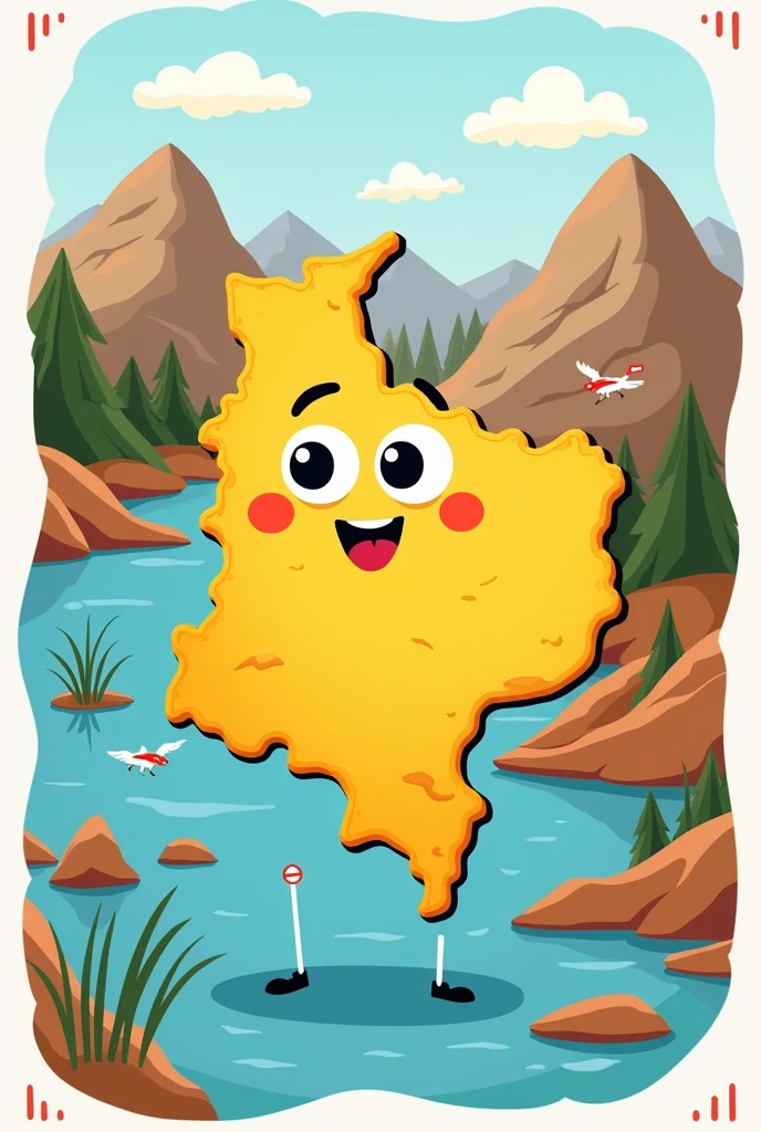 Make a cartoon image of the map of Bolivia
