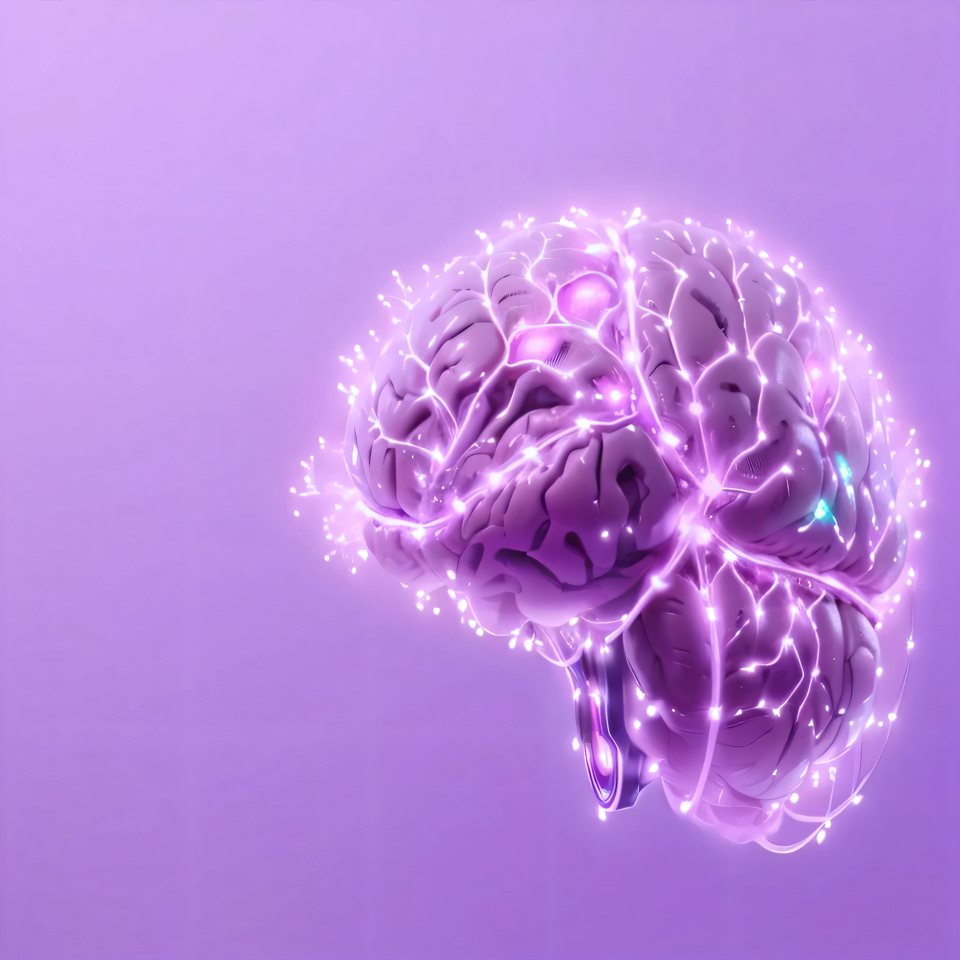 Close up of a brain on a purple background, neuro, Brain-computer connection, brain interface, neuro networks, neuro, Electronic brain, neuro network, Endless collaboration with AI big breasts, brain visible, AI big breasts, Human brain, Purple Head, Featuring Pink Brain, strong AI big breasts, Visible circuit in head, featuring brains, Artificial awareness