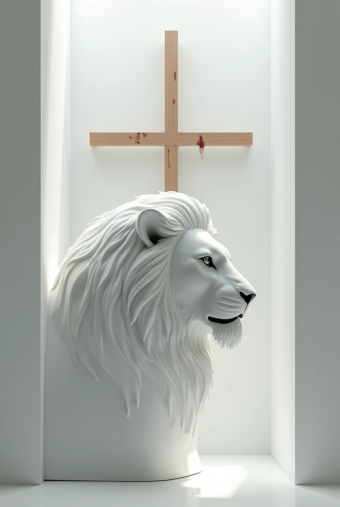 A written image: "Jesus is Coming", with an art similar to the stark house, but with the white lion's head in profile with a cross in the background and light blood marks on the wood.