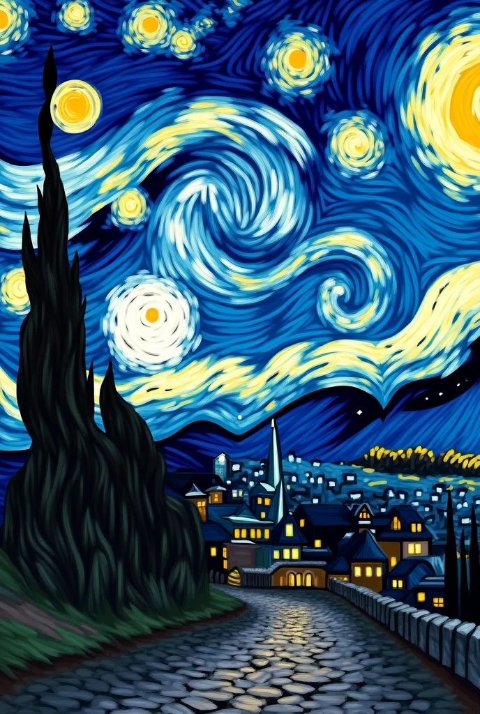 Vang Goh's Starry Night, only the moon must be like the one in the anime soul eater