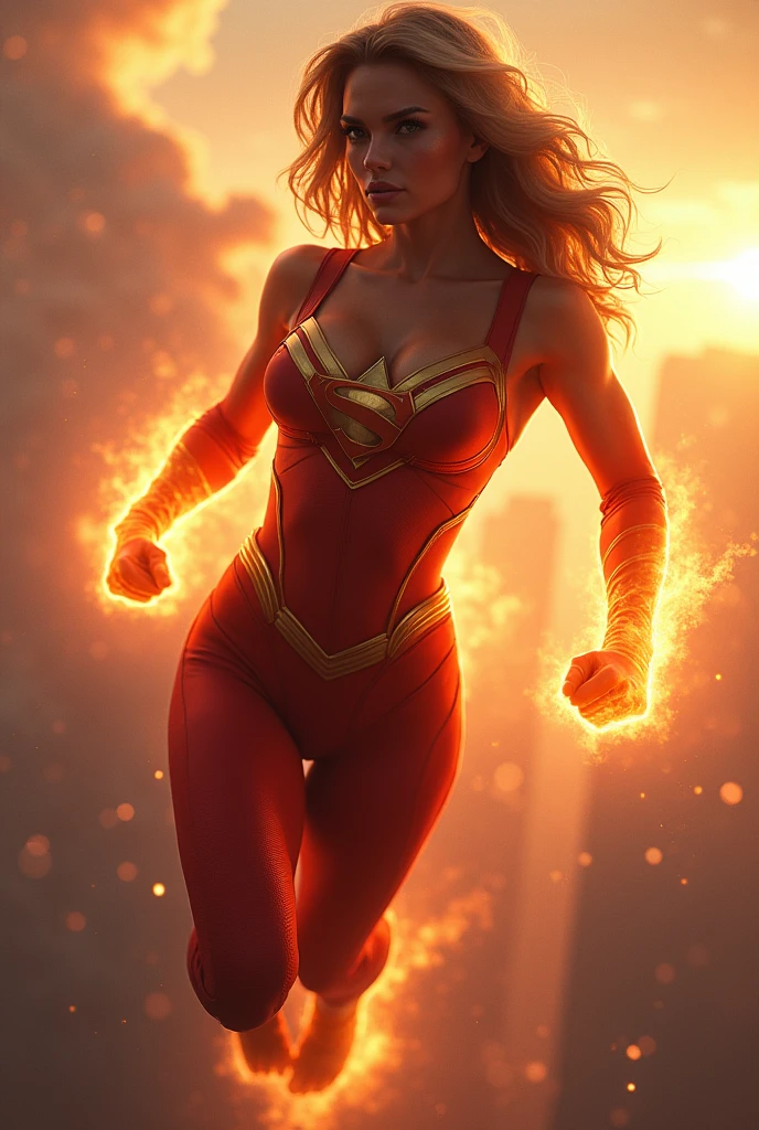 A powerful fullbody bodysuit, inspiring superwoman, eternally dedicated to protecting her world, beautiful detailed eyes,beautiful detailed lips,extremely detailed eyes and face,long eye lashes,sexy belly, big buttocks, small waist, big breasts,nude, naked,superhero minicostume,flying in the sky,glowing energy aura,dramatic lighting,cinematic composition,vibrant colors,digital art,photorealistic,8k,best quality,masterpiece
