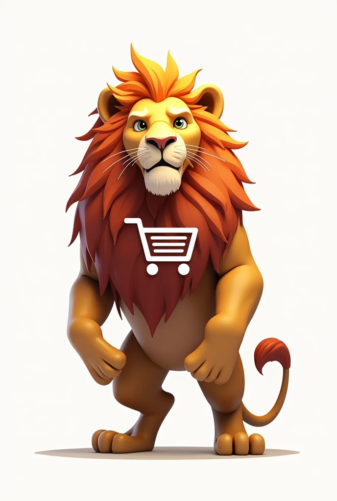 Alion with shopping cart logo with white background